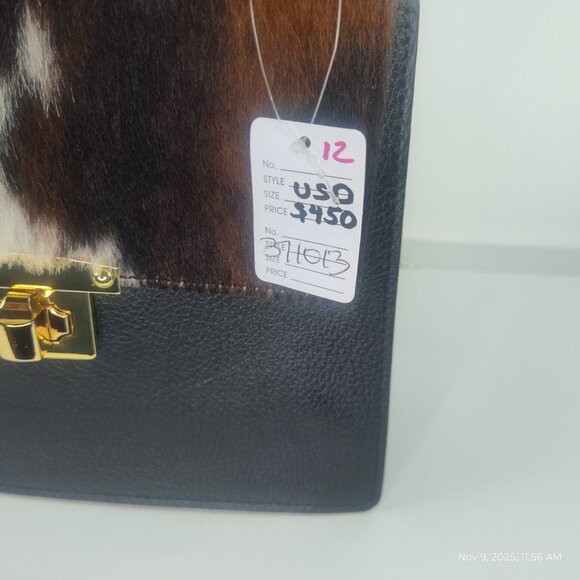 Charlie Leather “Gianella” Black Leather with Fur Handbag & Crossbody–NWT - Picture 8 of 12